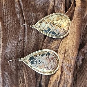 Sterling silver basket woven earrings.